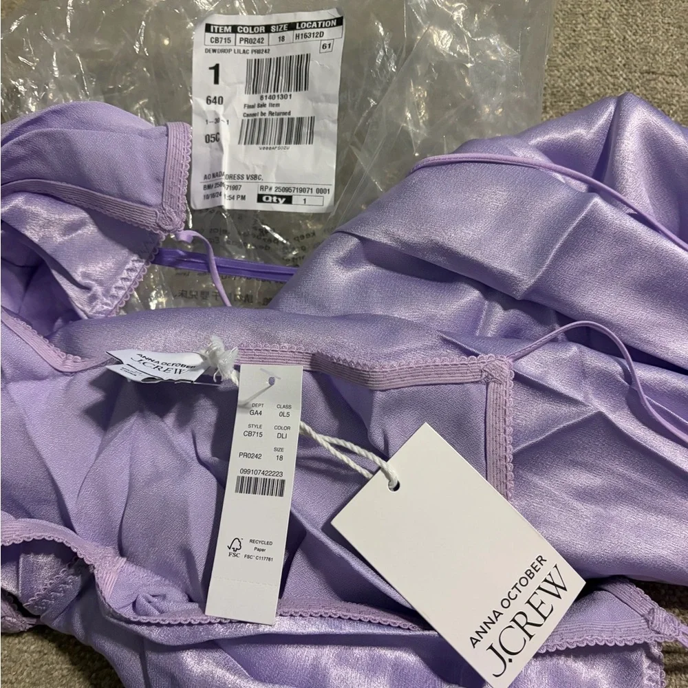 NWT J.Crew x Anna October V-neck slip dress in luster crepe 18